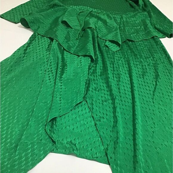 Maje Green Happy Days Jacquard Midi Asymmetrical Hem Dress New Size 38 - Picture 10 of 13